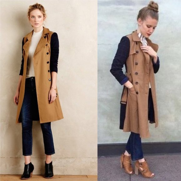 Anthropologie Jackets & Blazers - Anthropologie Harlyn Plaid Colorblock Trench Coat